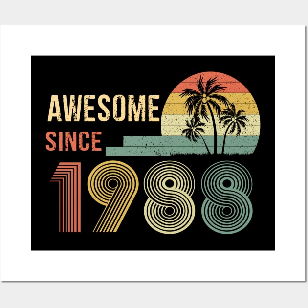 34 Years Old Awesome Since 1988 Gifts 34th Birthday Gift Wall Art by peskybeater